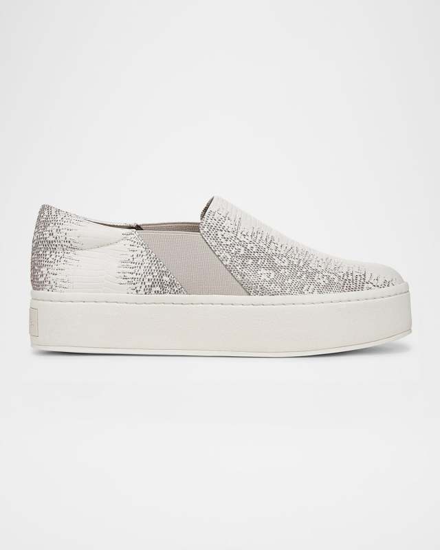 Warren Snake-Embossed Leather Platform Sneakers